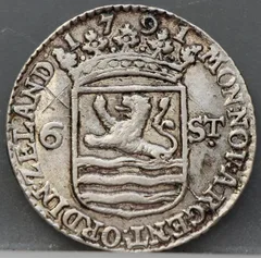 6 Stuiver 1791 Zeeland Zilver — Scheepjesschelling achterzijde