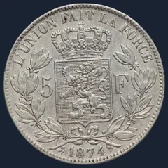 België 5 francs 1874