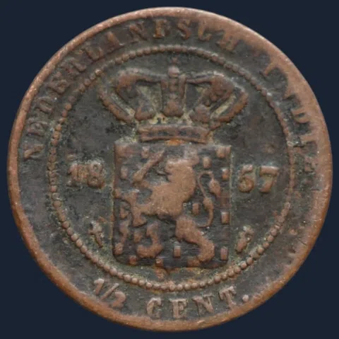 ½ Cent 1857 Nederlands-Indië