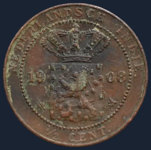 ½ Cent 1908 Nederlands-Indië