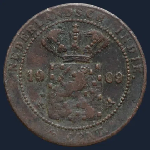 ½ Cent 1909 Nederlands-Indië - schaars!