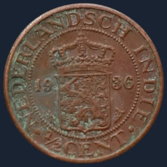 ½ Cent 1936 Nederlands-Indië
