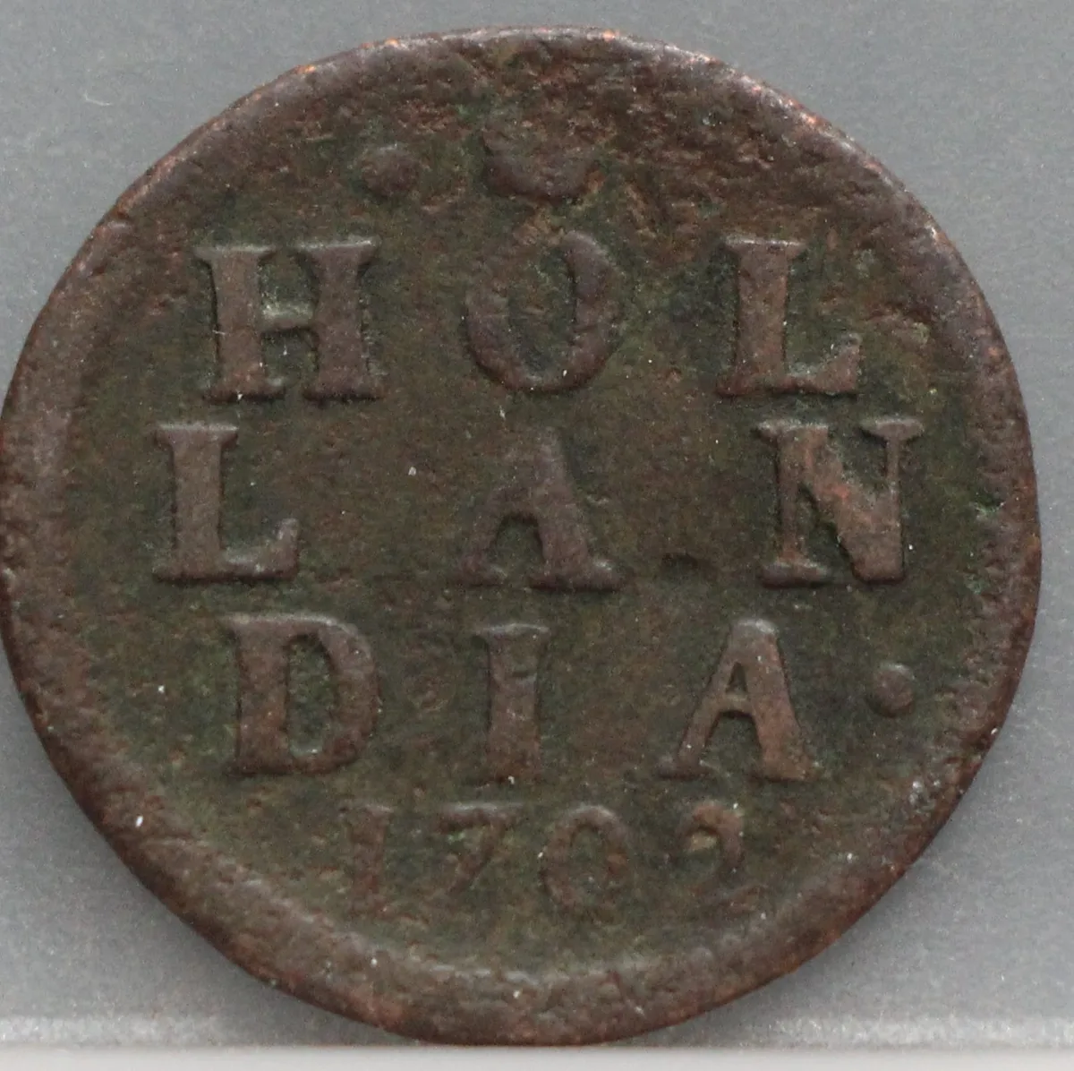 Duit 1702 Holland voorzijde