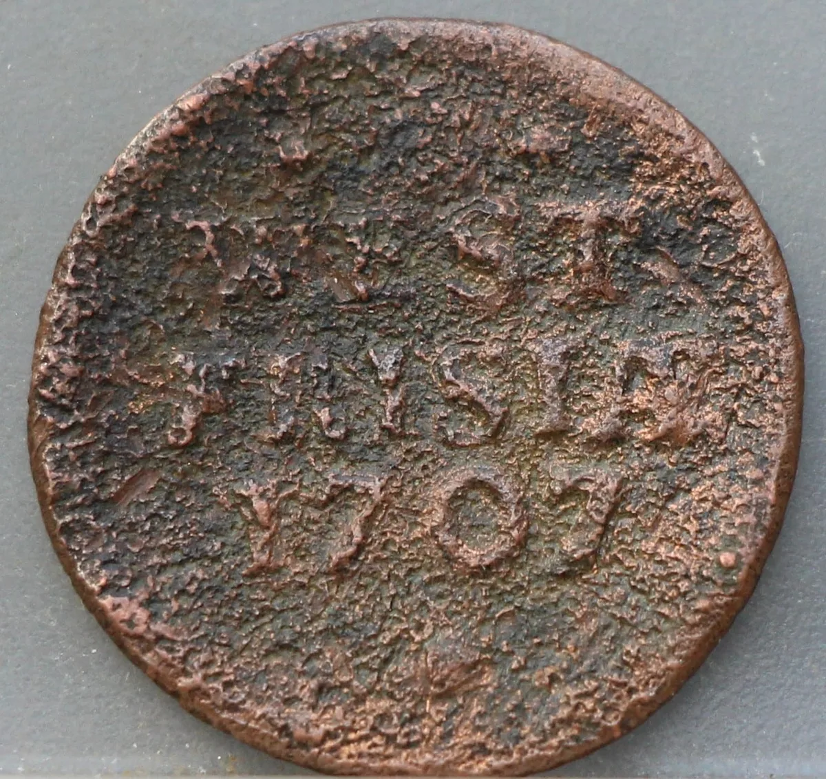 Duit 1707 West-Friesland Brons voorzijde