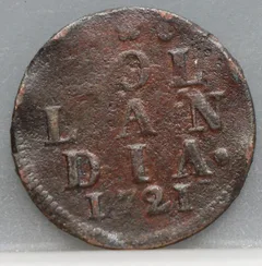 Duit 1721 Holland Koper voorzijde