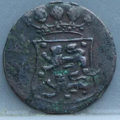 Duit 1732 West-Friesland VOC — Ingebogen Wapen achterzijde