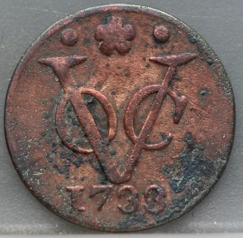 Duit 1733 Holland VOC — Koper