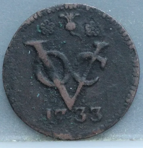 Duit 1733 West-Friesland VOC — Recht Wapenschild
