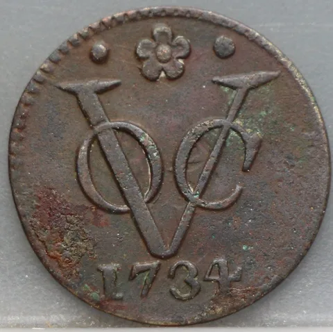 Duit 1734 Holland VOC — Koper
