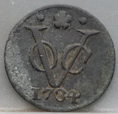 Duit 1734 Holland VOC — Koper voorzijde