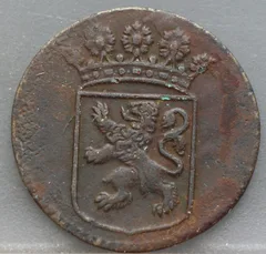 Duit 1734 Holland VOC — Koper achterzijde