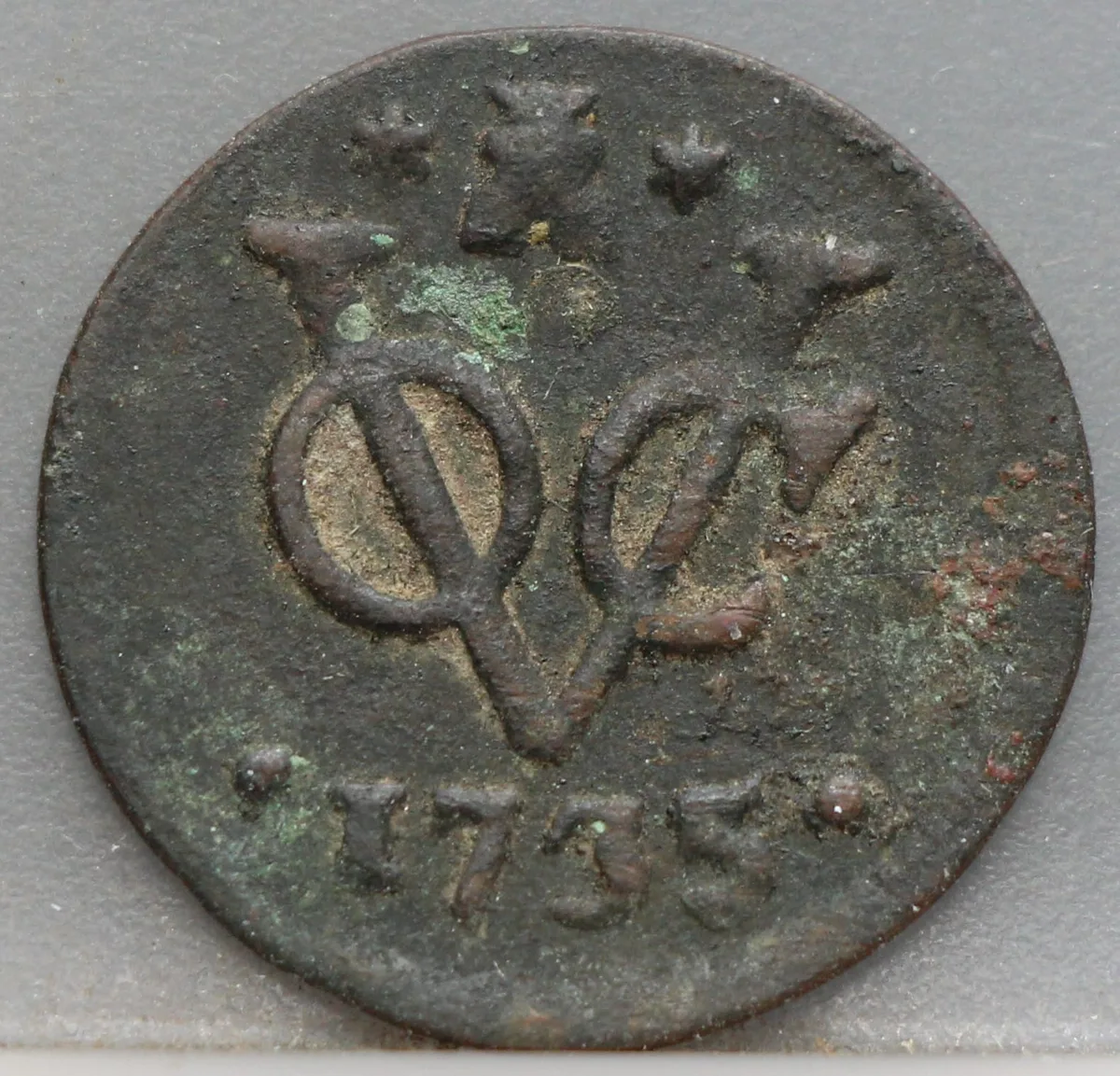 Duit 1735 Zeeland VOC voorzijde