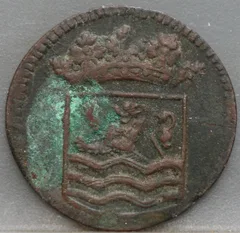 Duit 1735 Zeeland VOC achterzijde