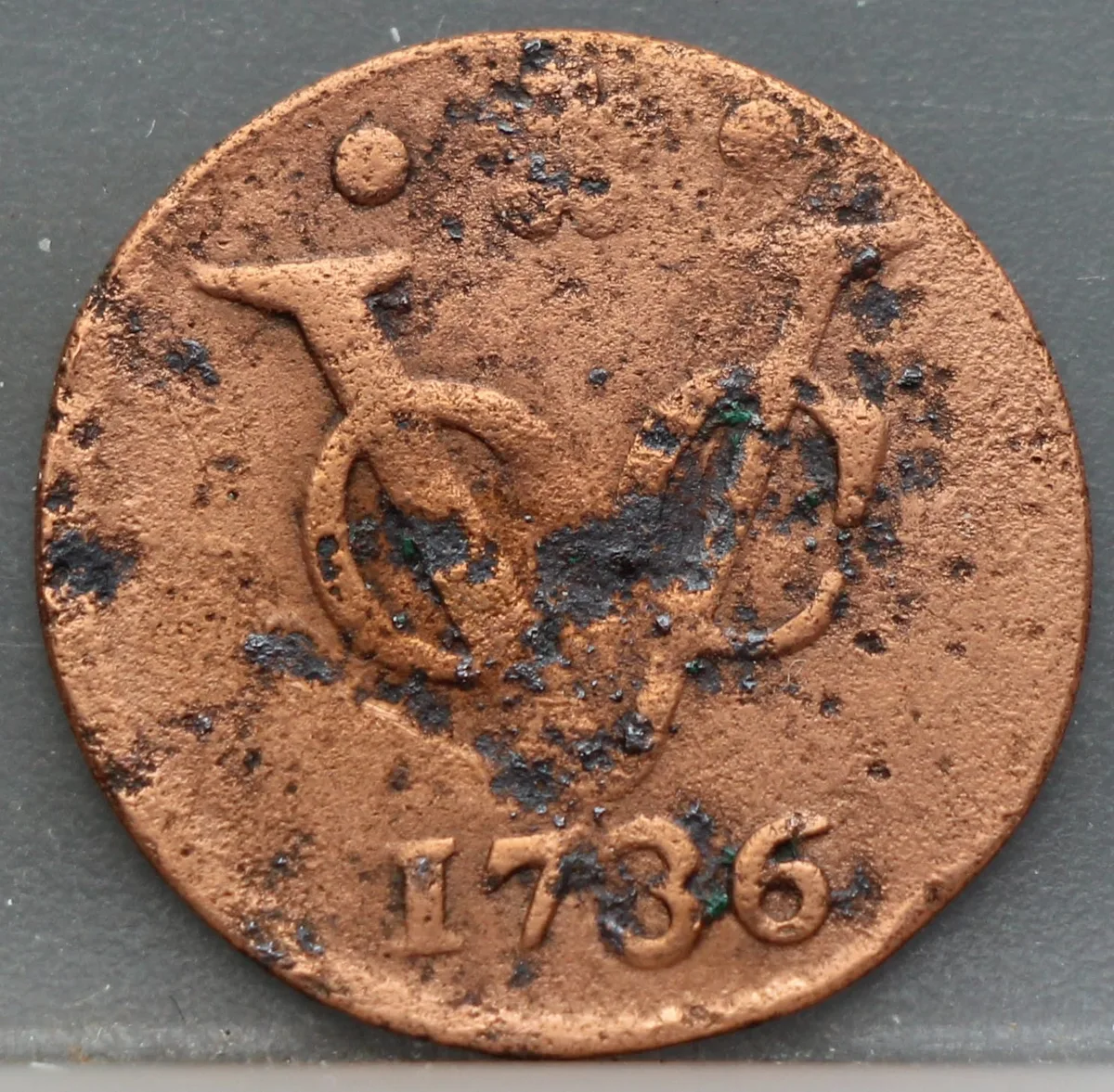 Duit 1736 Holland VOC — Koper voorzijde