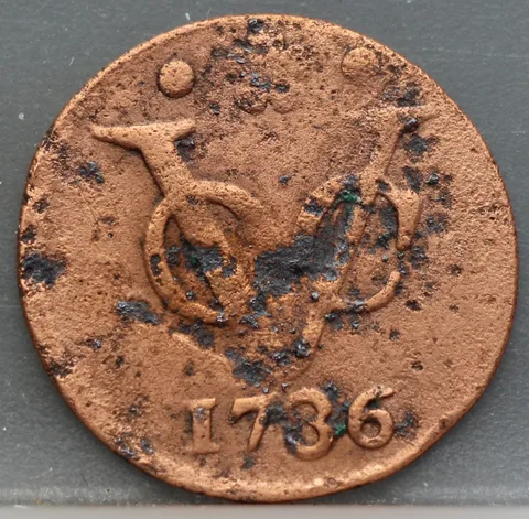 Duit 1736 Holland VOC — Koper