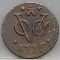 Duit 1736 Zeeland VOC voorzijde