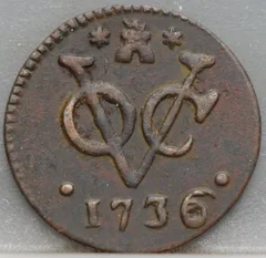 Duit 1736 Zeeland VOC voorzijde