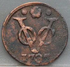 Duit 1737 Holland VOC — Koper voorzijde