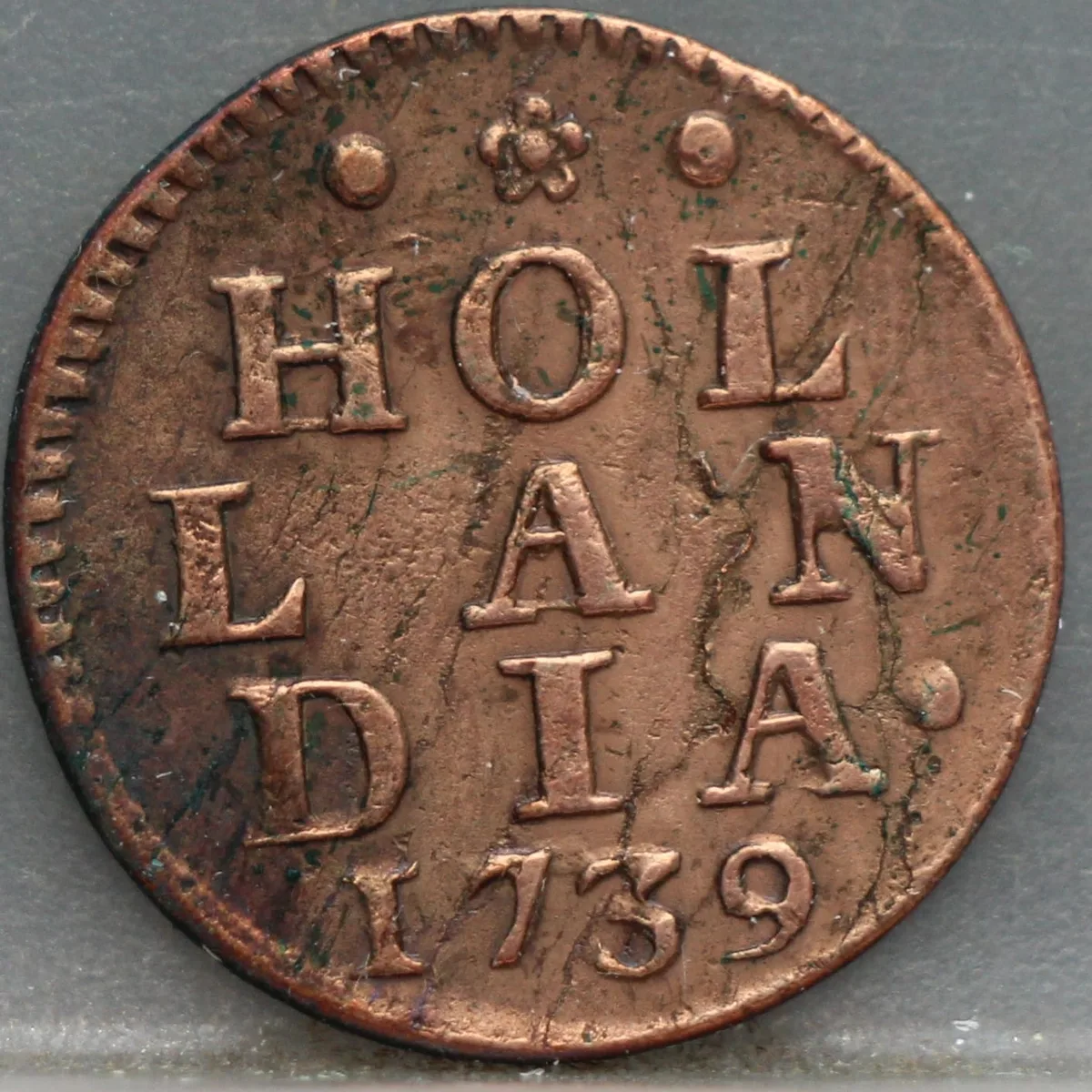 Duit 1739 Holland Koper voorzijde