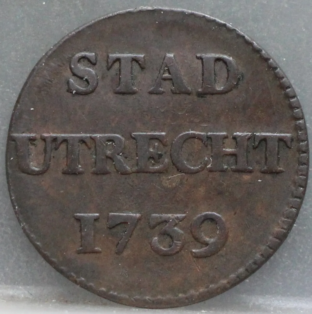 Duit 1739 Stad Utrecht voorzijde
