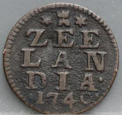 Duit 1740 Zeeland — Koper voorzijde