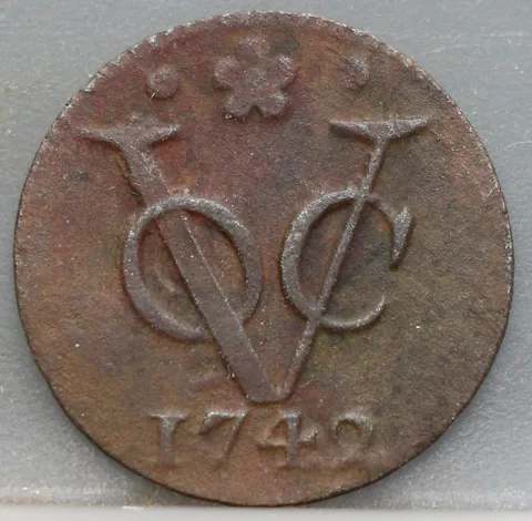 Duit 1742 Holland VOC — Koper