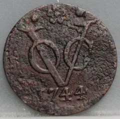 Duit 1744 Holland VOC — Koper voorzijde