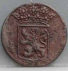 Duit 1744 Holland VOC — Koper achterzijde