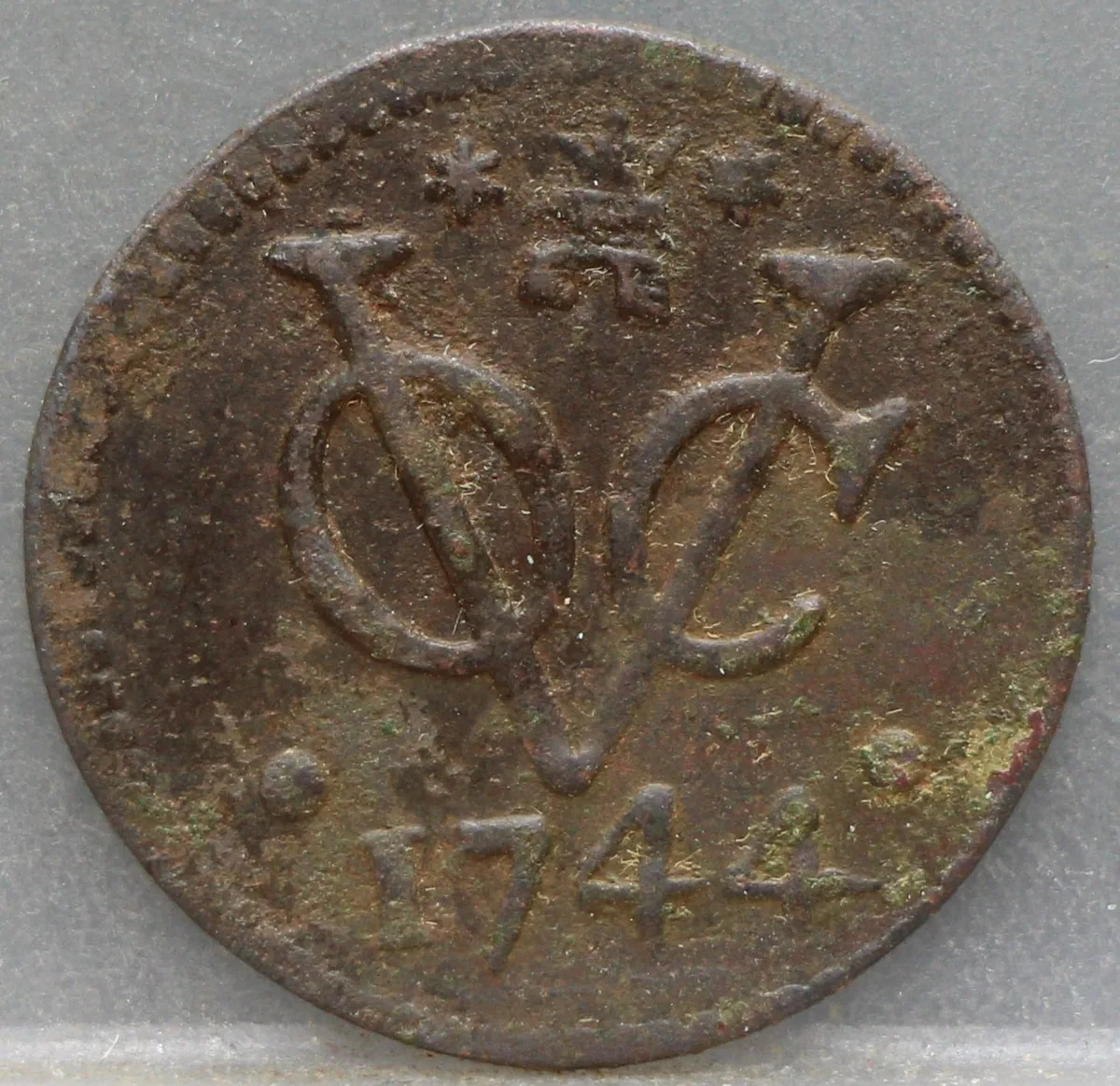 Duit 1744 Zeeland VOC voorzijde
