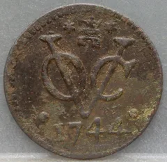 Duit 1744 Zeeland VOC voorzijde
