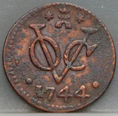 Duit 1744 Zeeland VOC voorzijde