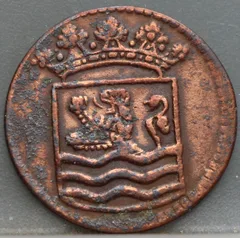 Duit 1744 Zeeland VOC achterzijde