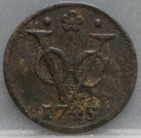 Duit 1745 Holland VOC — Koper