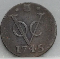 Duit 1745 Utrecht VOC — Koper voorzijde