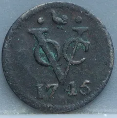 Duit 1745 West-Friesland VOC — Koper voorzijde