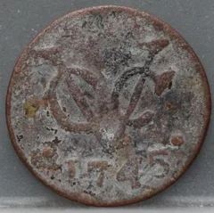 Duit 1745 Zeeland VOC voorzijde