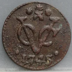 Duit 1745 Zeeland VOC voorzijde