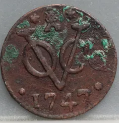 Duit 1747 Zeeland VOC voorzijde