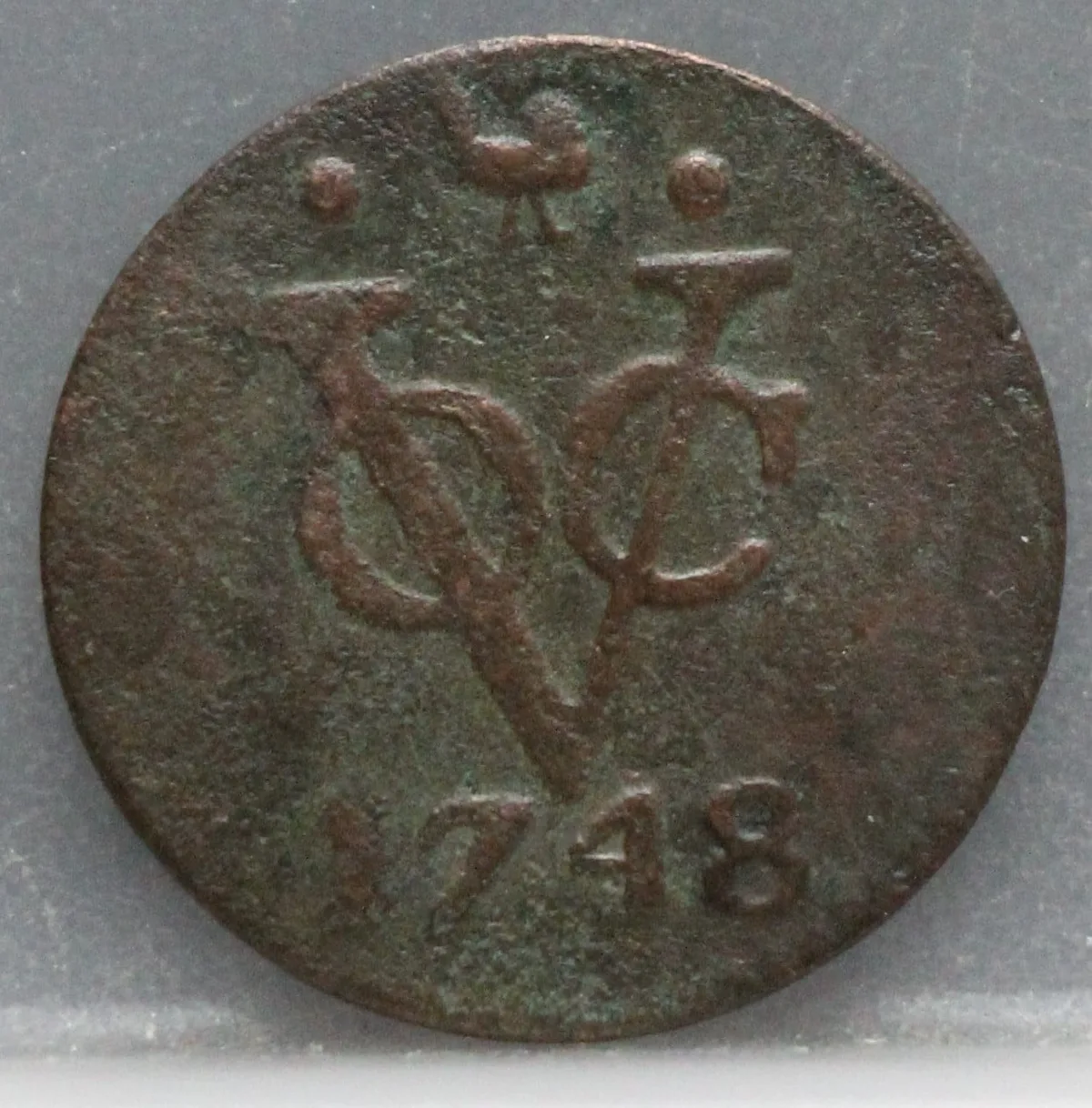 Duit 1748 West-Friesland — Koper VOC voorzijde