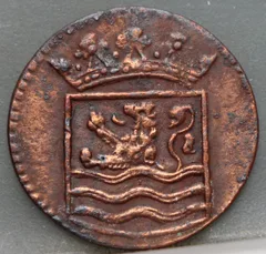 Duit 1748 Zeeland VOC achterzijde