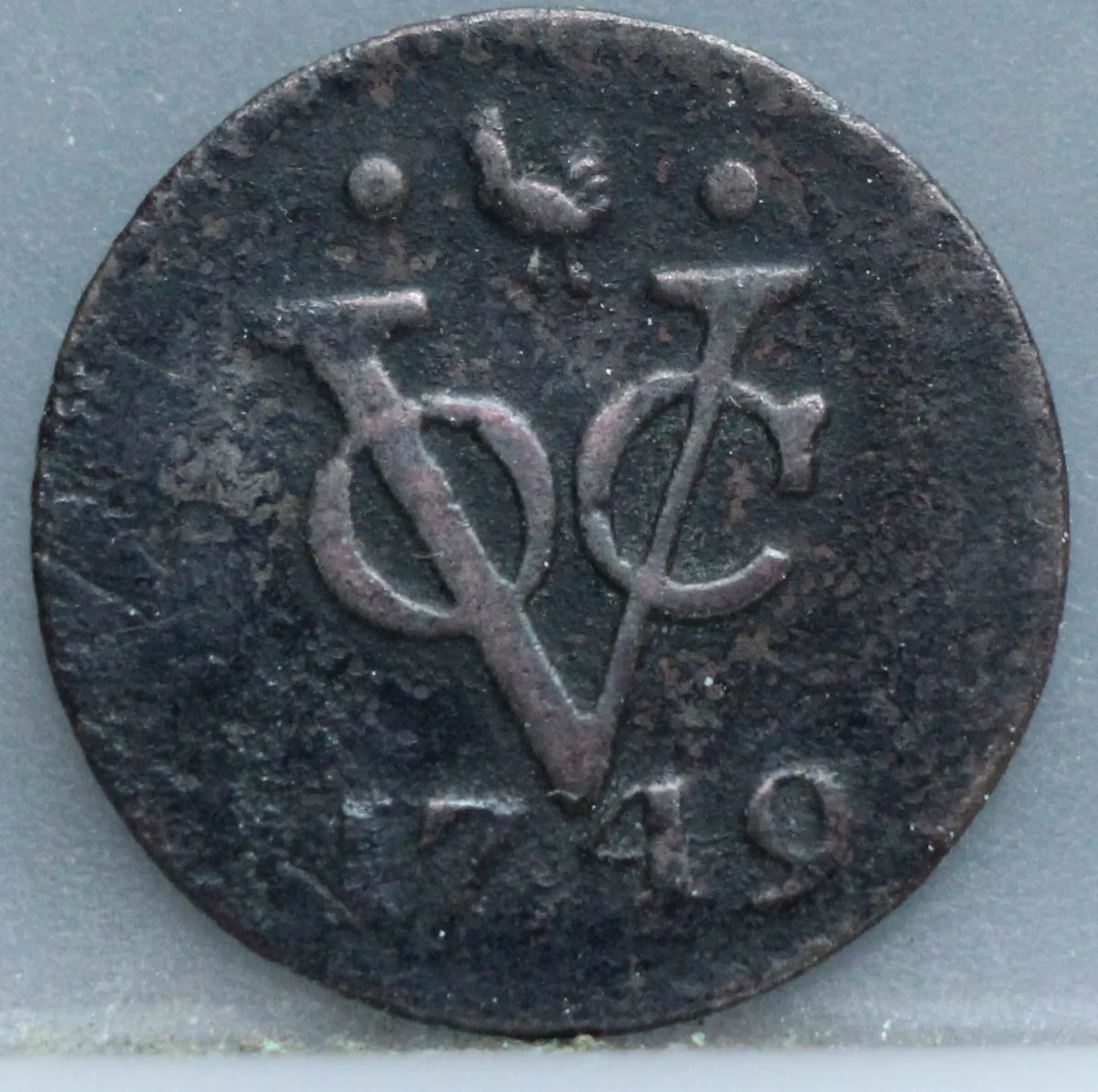 Duit 1749 West-Friesland — Koper VOC voorzijde