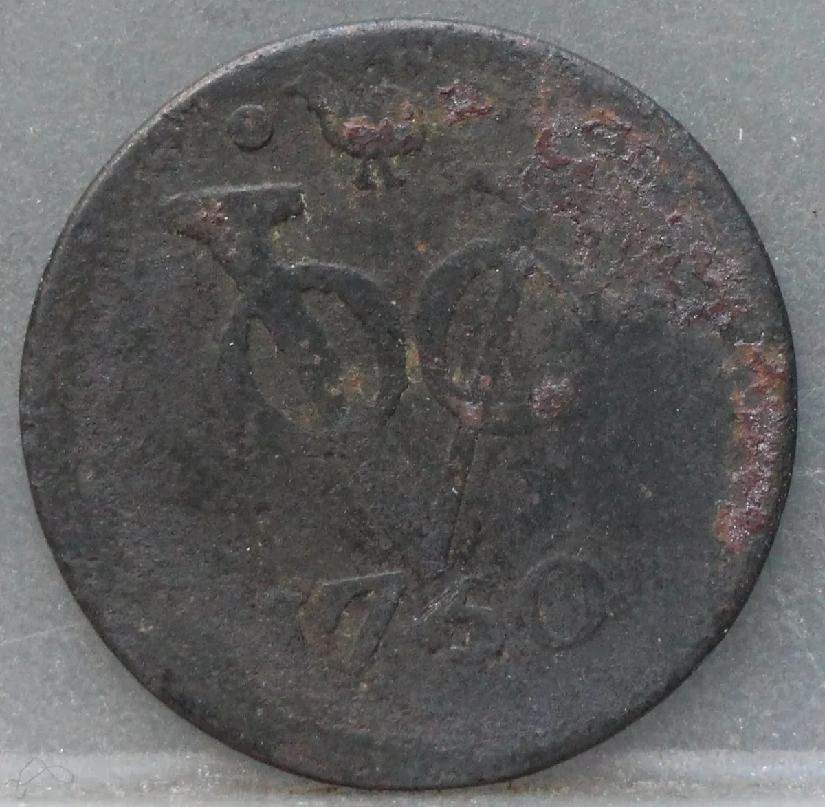 Duit 1750 West-Friesland — Koper VOC voorzijde