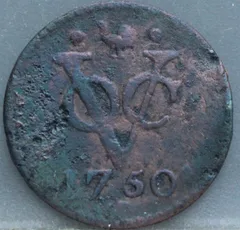 Duit 1750 West-Friesland VOC — Koper voorzijde