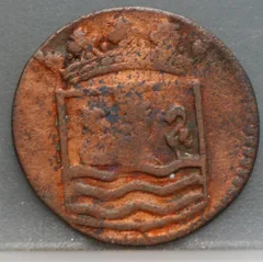 Duit 1750 Zeeland VOC achterzijde