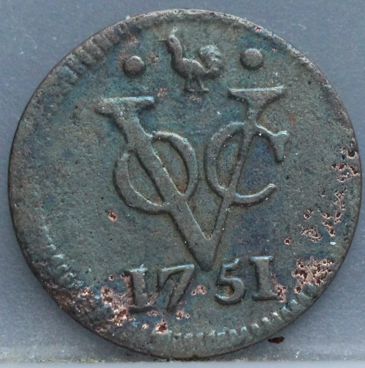 Duit 1751 West-Friesland VOC — Koper voorzijde