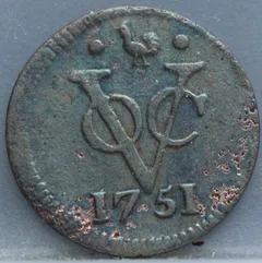 Duit 1751 West-Friesland VOC — Koper voorzijde