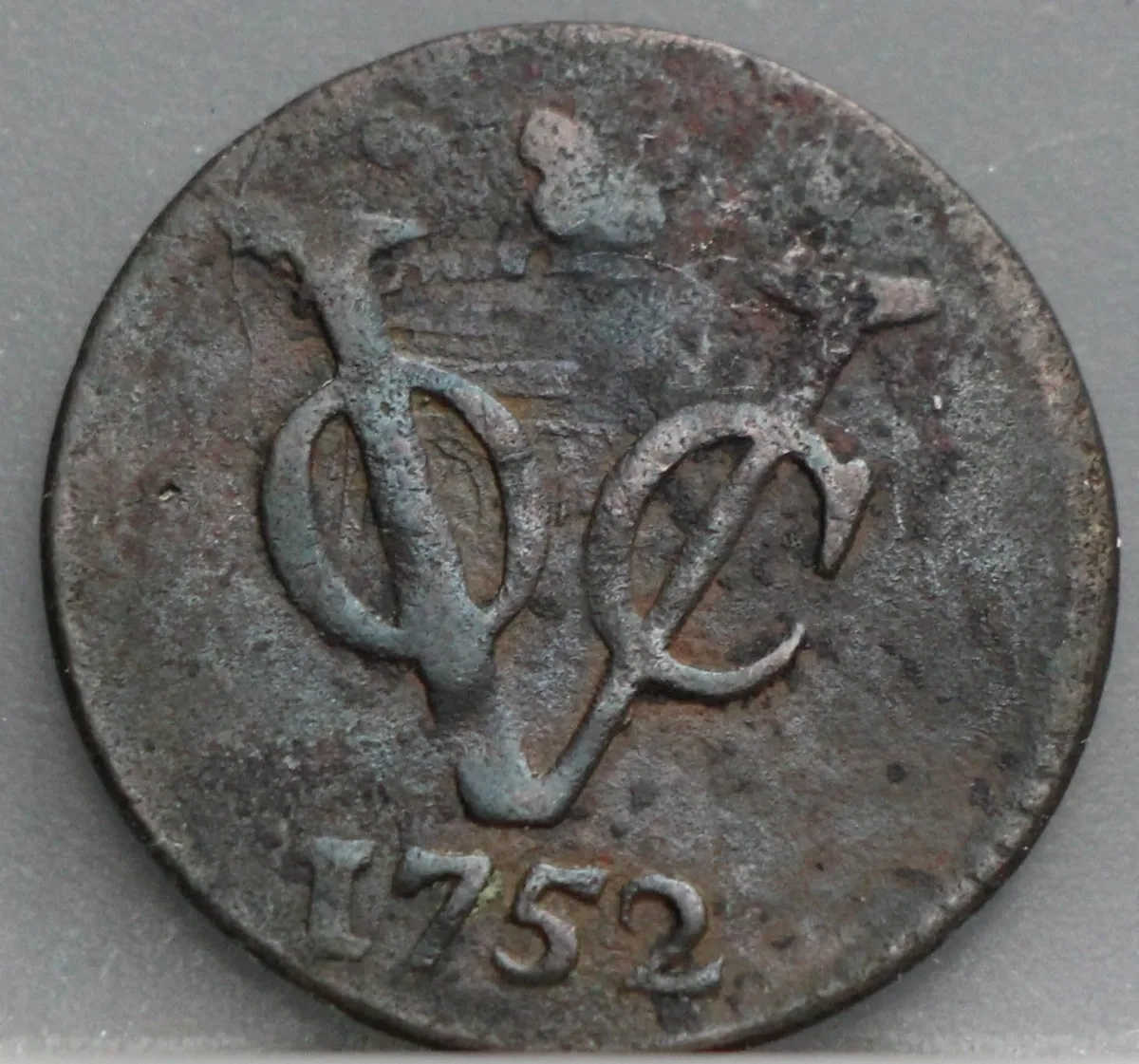 Duit 1752 Holland VOC — Koper voorzijde