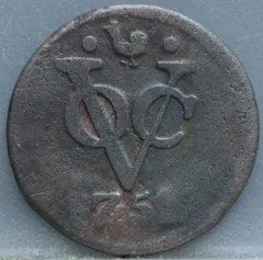 Duit 1752 West-Friesland VOC — Koper voorzijde