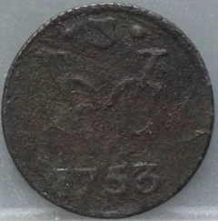 Duit 1753 Utrecht VOC — Koper voorzijde