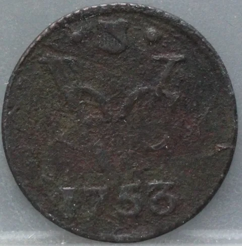 Duit 1753 Utrecht VOC — Koper